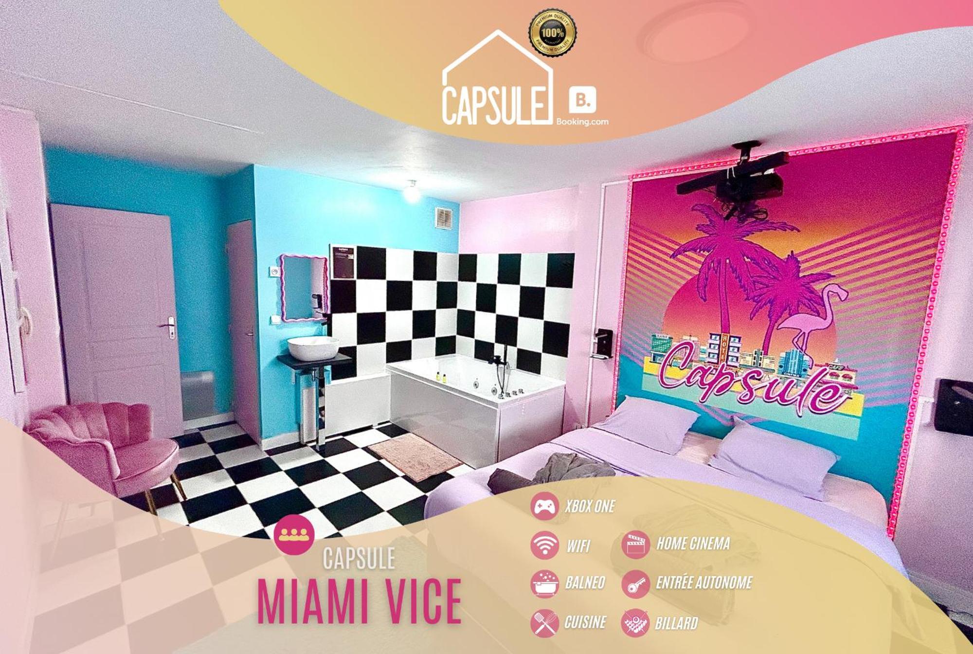 Capsule Miami Vice - Jacuzzi - Billard - Ecran Cinema & Netflix - Ping-Pong - Nintendo & Jeux- Lievin Εξωτερικό φωτογραφία